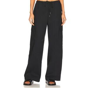 Lovers + Friends Black Baggy Cargo Pants LARGE Wide Leg Drawstring $198 NEW
